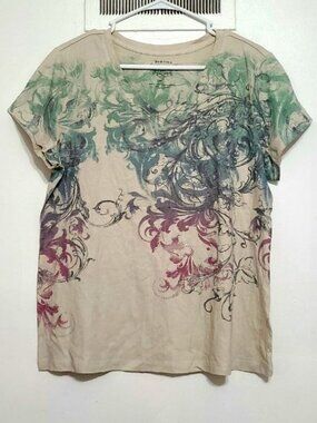 Beige Multicolor Graphic Swirl Tee